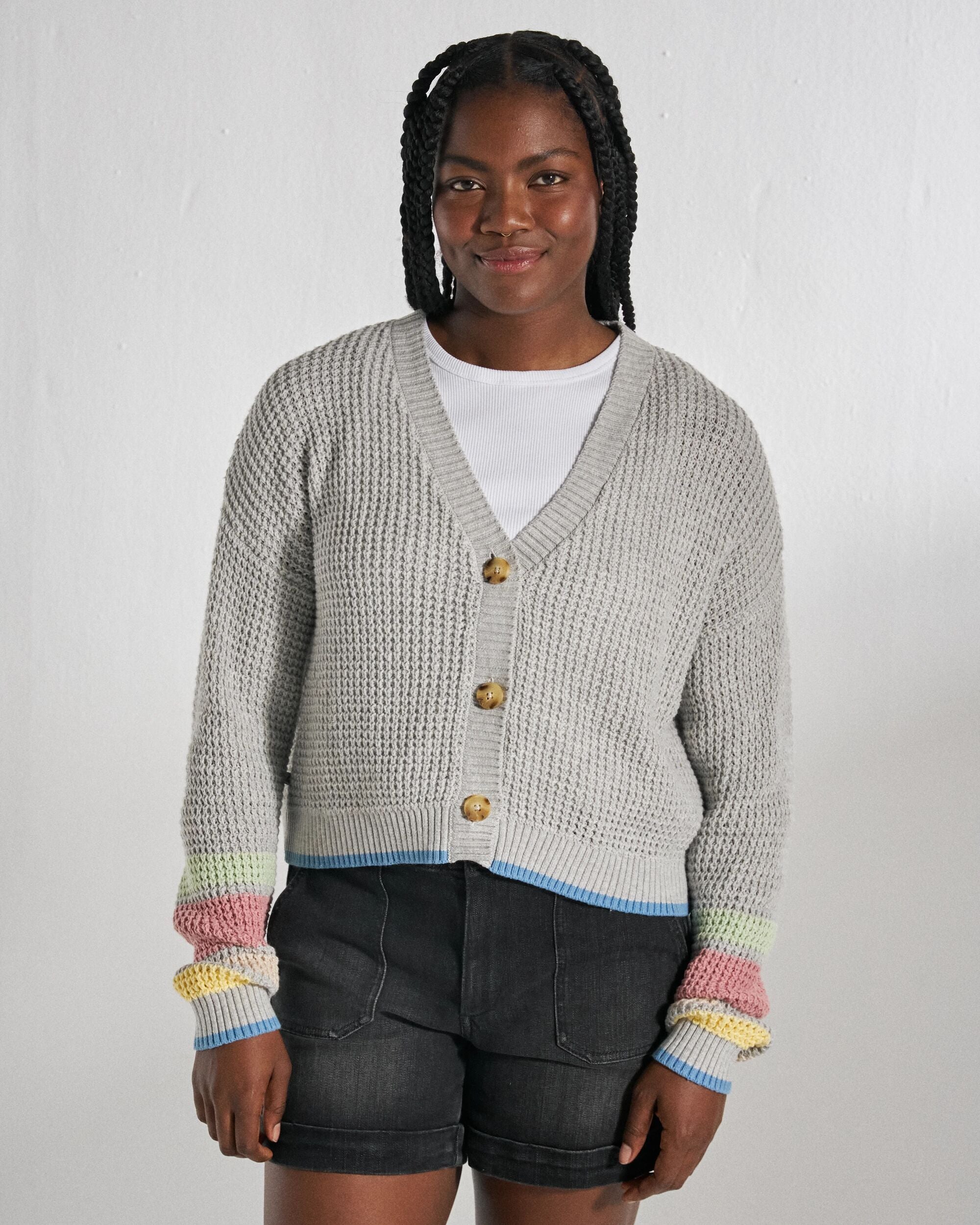 THE TOÉ Residenz Knit Cardigan gray THE TOE Residenz Knit Cardigan