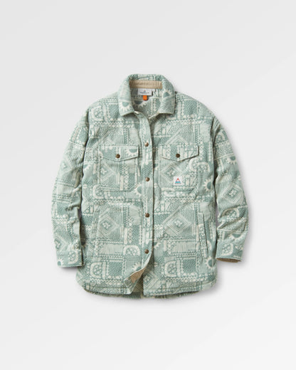 East Recycled Polar Fleece Shirt - Vintage Patchwork Pistachio - Flatlay