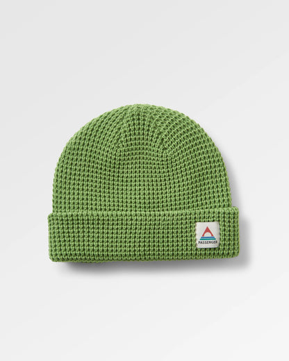 Moss Double Layer Recycled Waffle Beanie - Pear Green - Flatlay