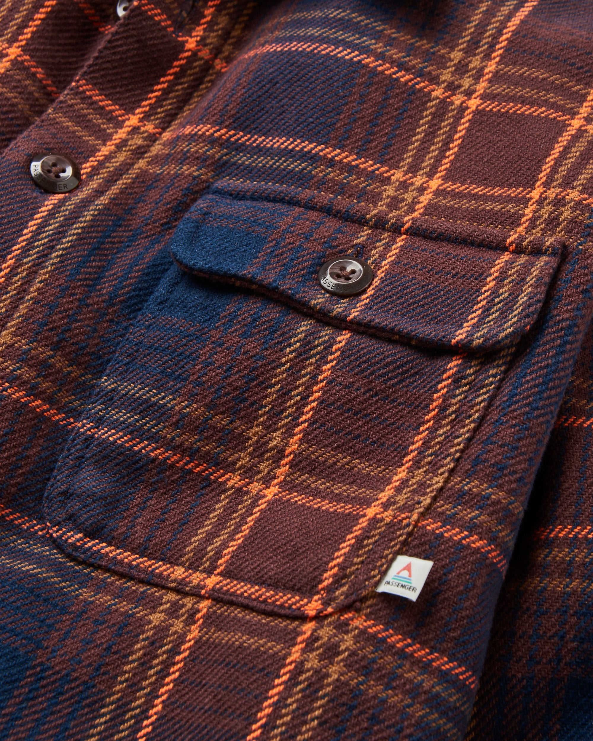 Island Twill Shirt - Rich Navy/Espresso Check - Flatlay