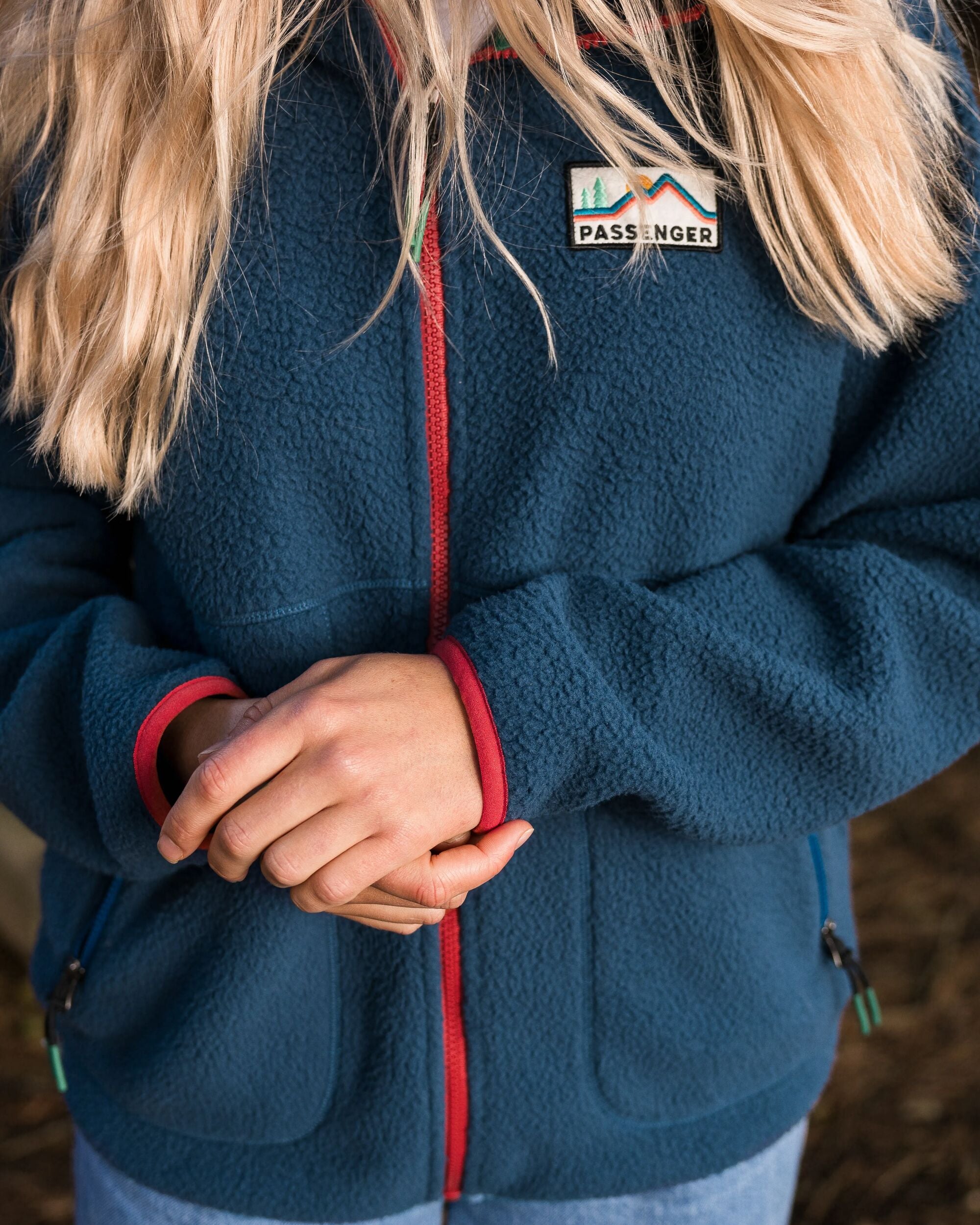 North Coast Full Zip Recycled Sherpa Fleece - Dark Denim - Lifestyle