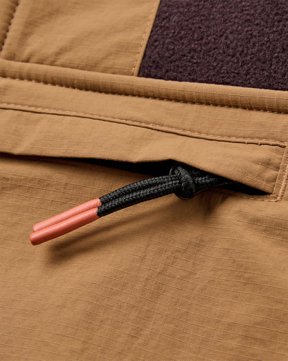 Woodland Hoodless Recycled Polartec® Fleece - Espresso/Tidal Blue - Flatlay