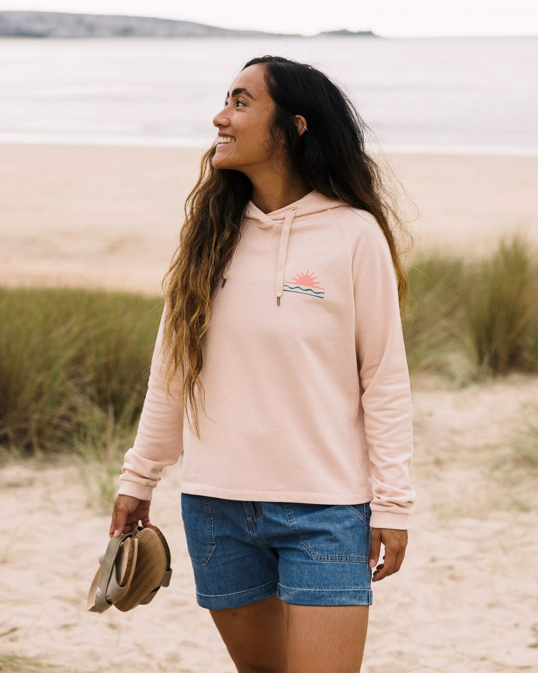 Rolling Slow Recycled Cotton Hoodie - Peachy Pink