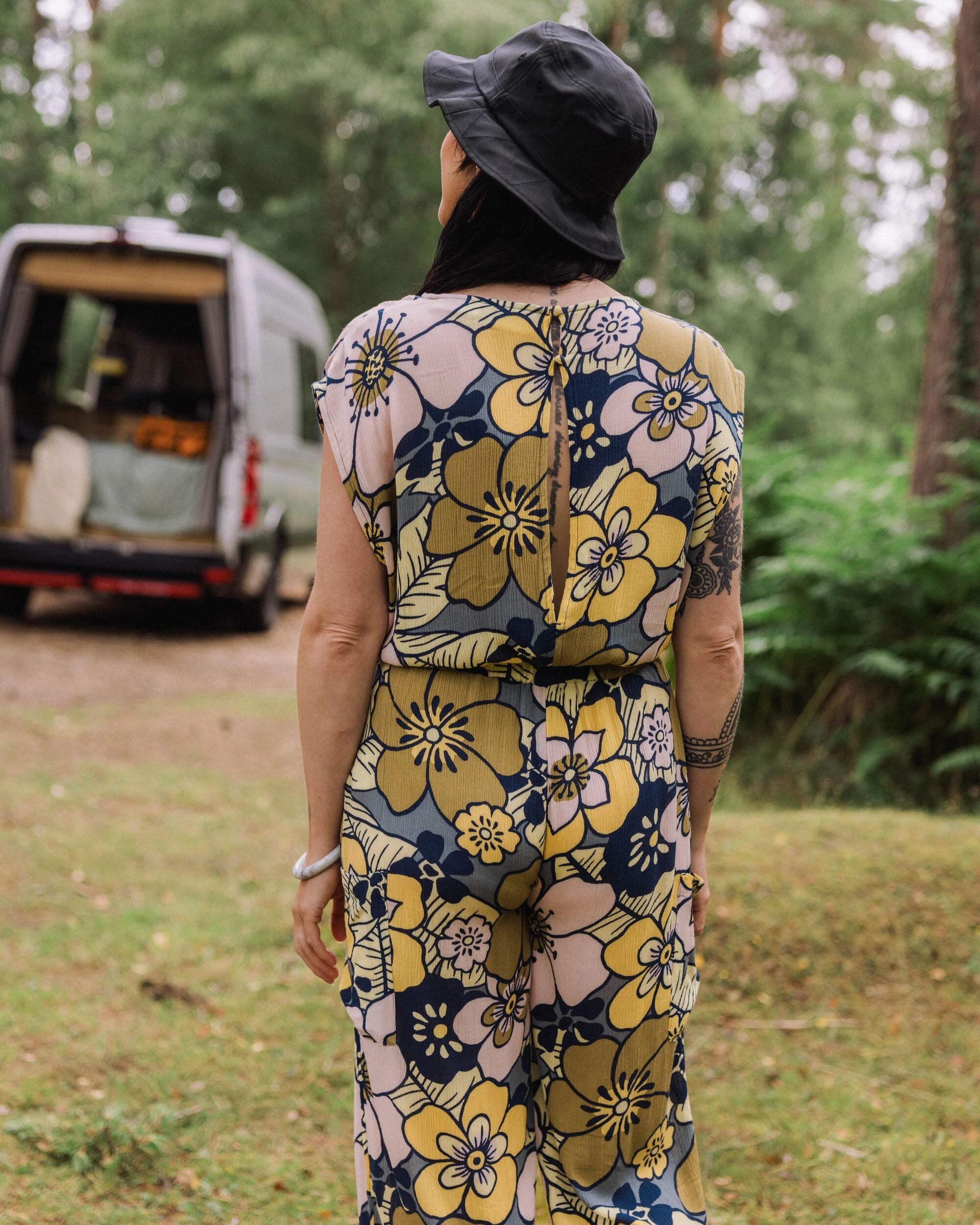 Thimbleberry Jumpsuit - Vintage Floral Sunlight - Lifestyle