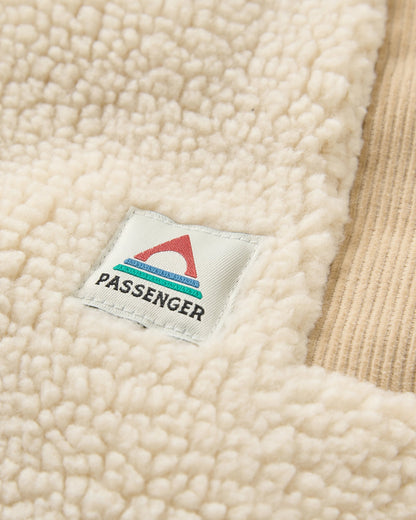 Tawny Collarless Deep-Pile Sherpa Gilet - Oat - Flatlay