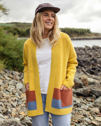 Vista Recycled Knitted Cardigan - Amber Gold