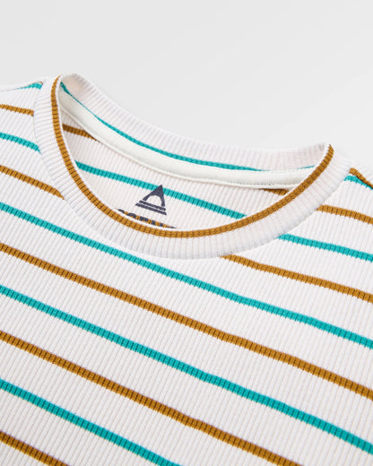 Out There Ribbed T-Shirt - Spruce Yellow/Aqua Stripe - Flatlay