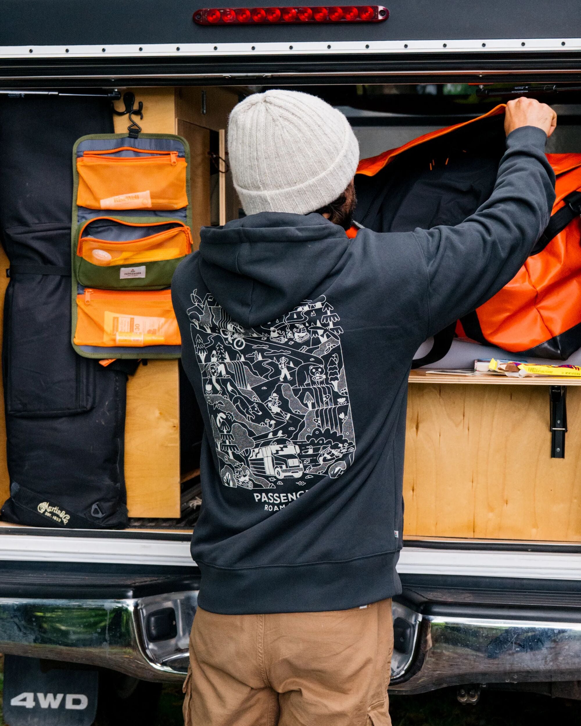 Roam Slow Men's Recycled Cotton Hoodie - Black - Lifestyle