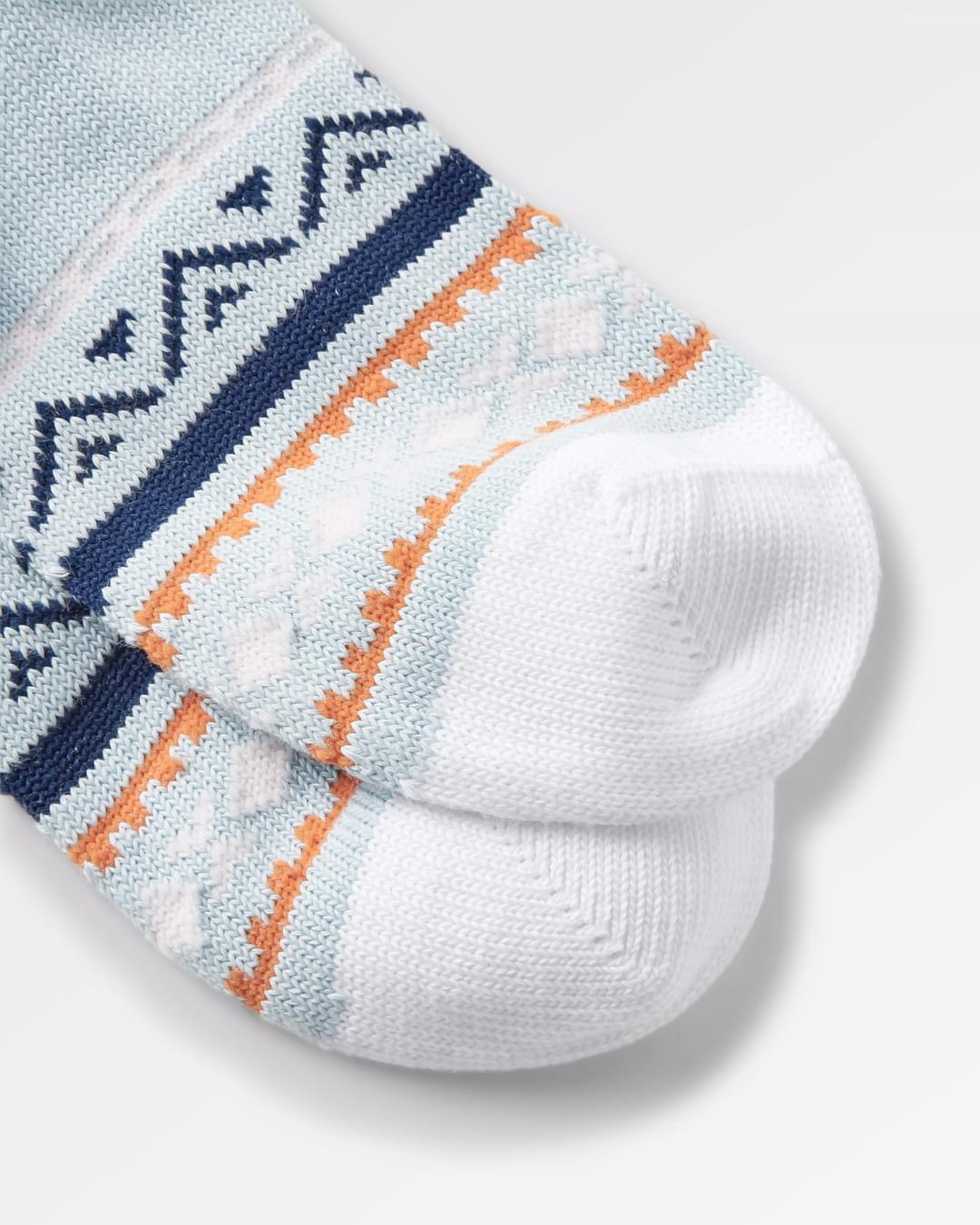 Organic Mid-weight Patterned Socks - Blue Fog - Flatlay