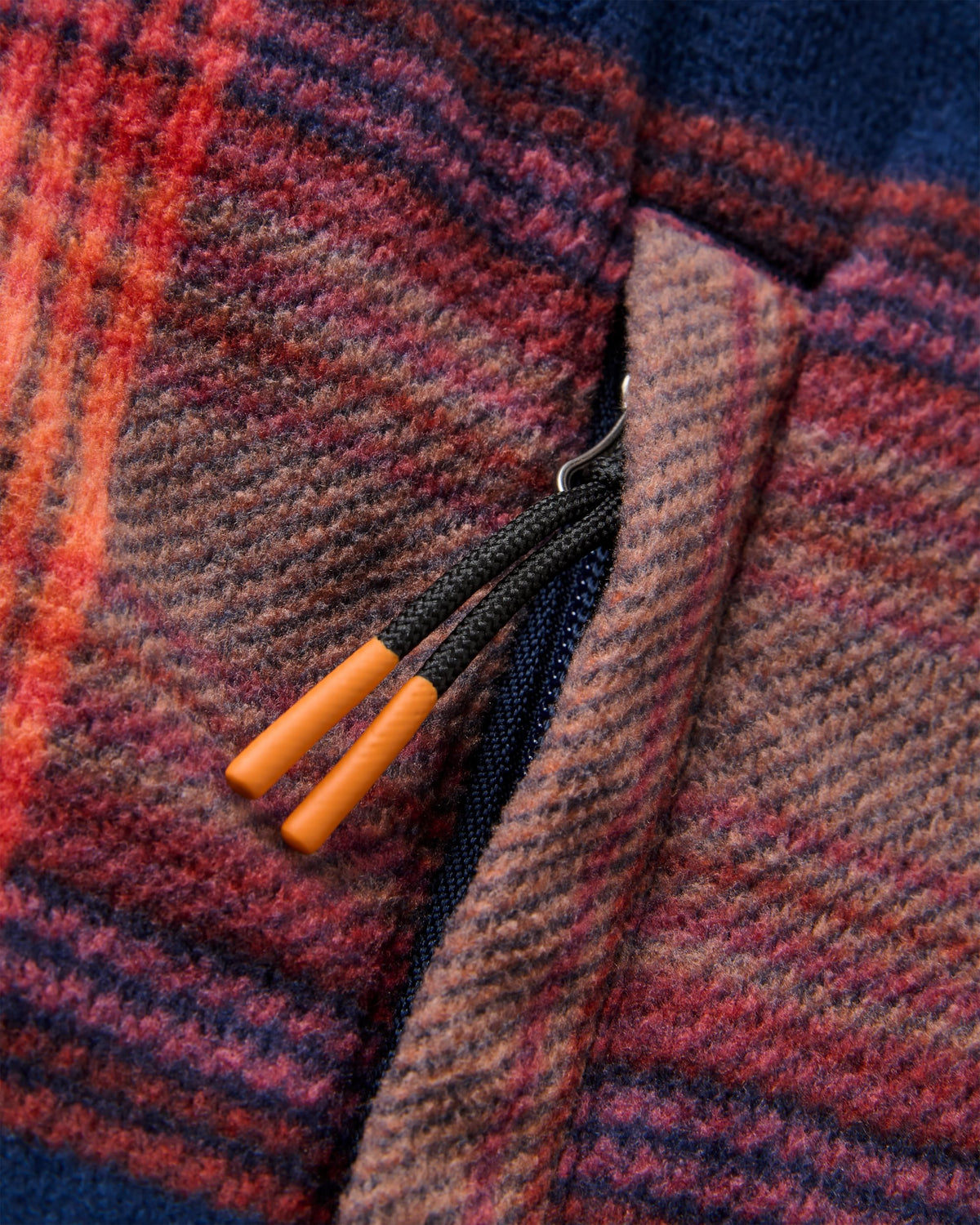 East Polar Fleece Shirt - Rich Navy/ Red Ochre Check - Flatlay