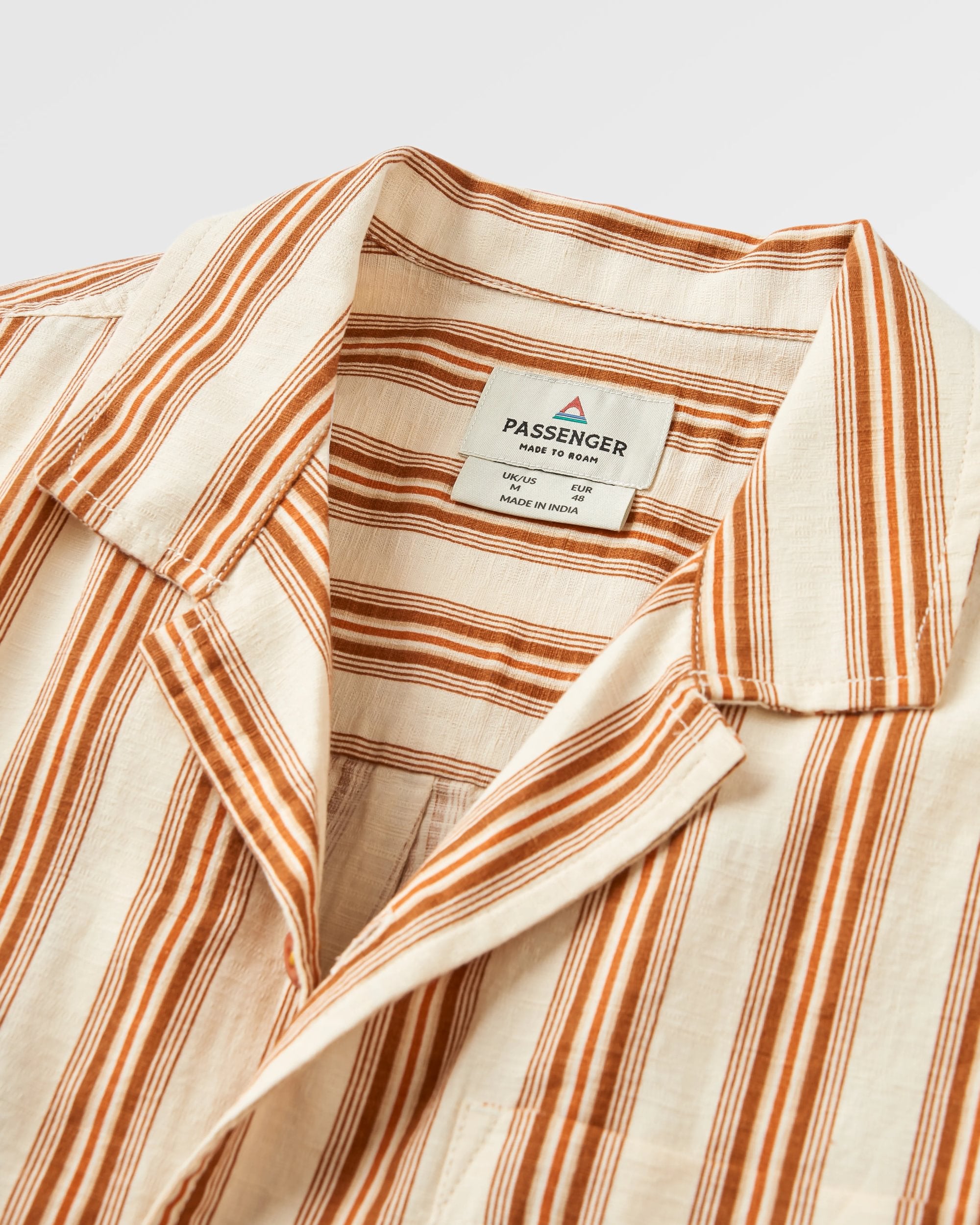 Cove Organic Textured Shirt - Sunset Orange Stripe - Flatlay