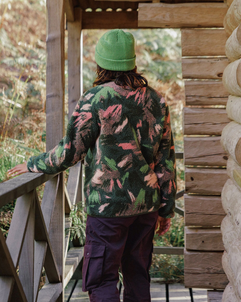 Ravi Recycled Sherpa Fleece Abstract Trails Off White