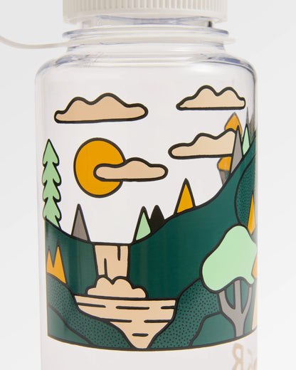 Nalgene 1L Wide Mouth Water Bottle - Slower Rhythms Deep Ocean - Flatlay