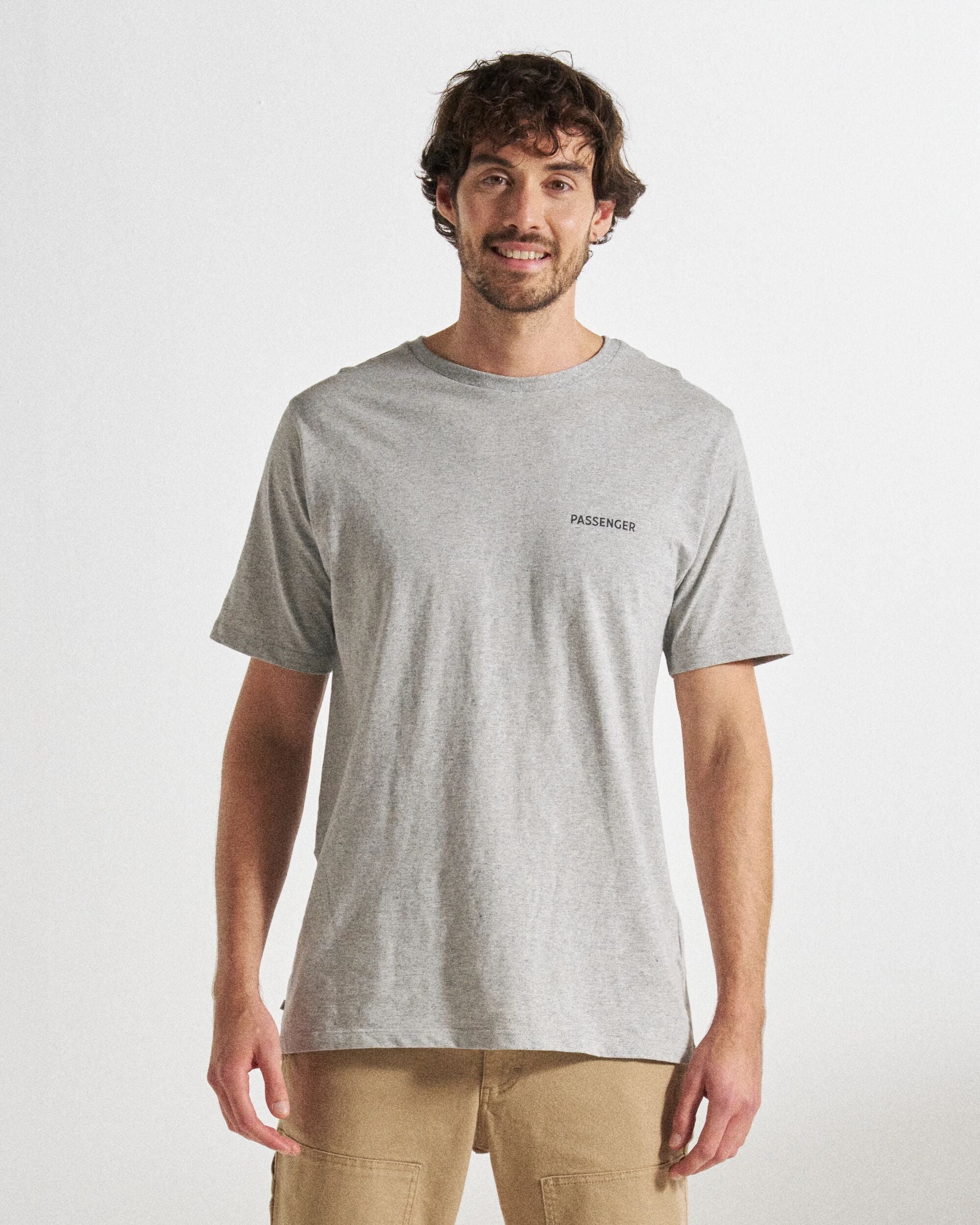 Roamer Men's Recycled Cotton T-Shirt - Grey Marl - Studio Model