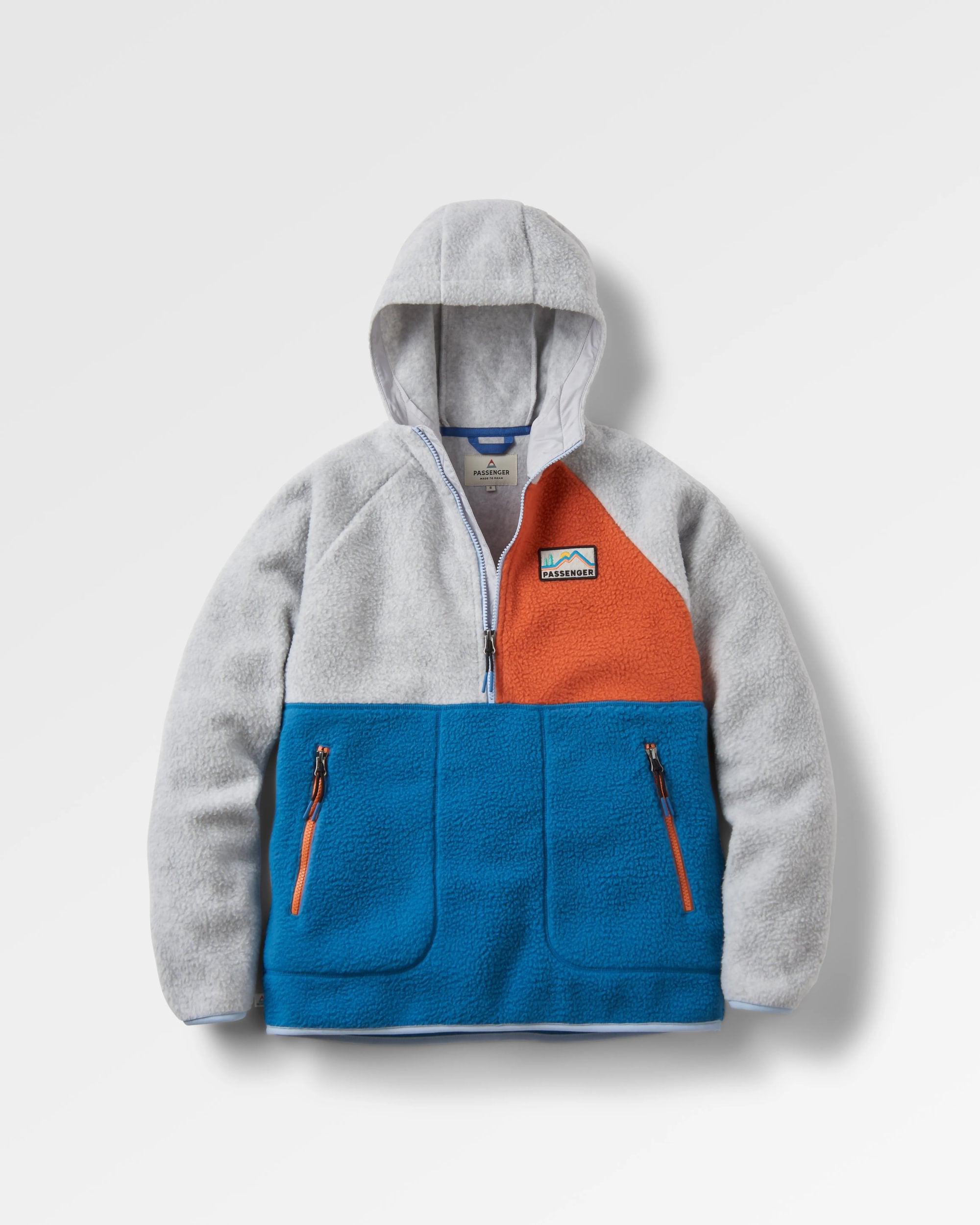 Maine 1/2 Zip Recycled Sherpa Fleece - Blue Steel - Flatlay
