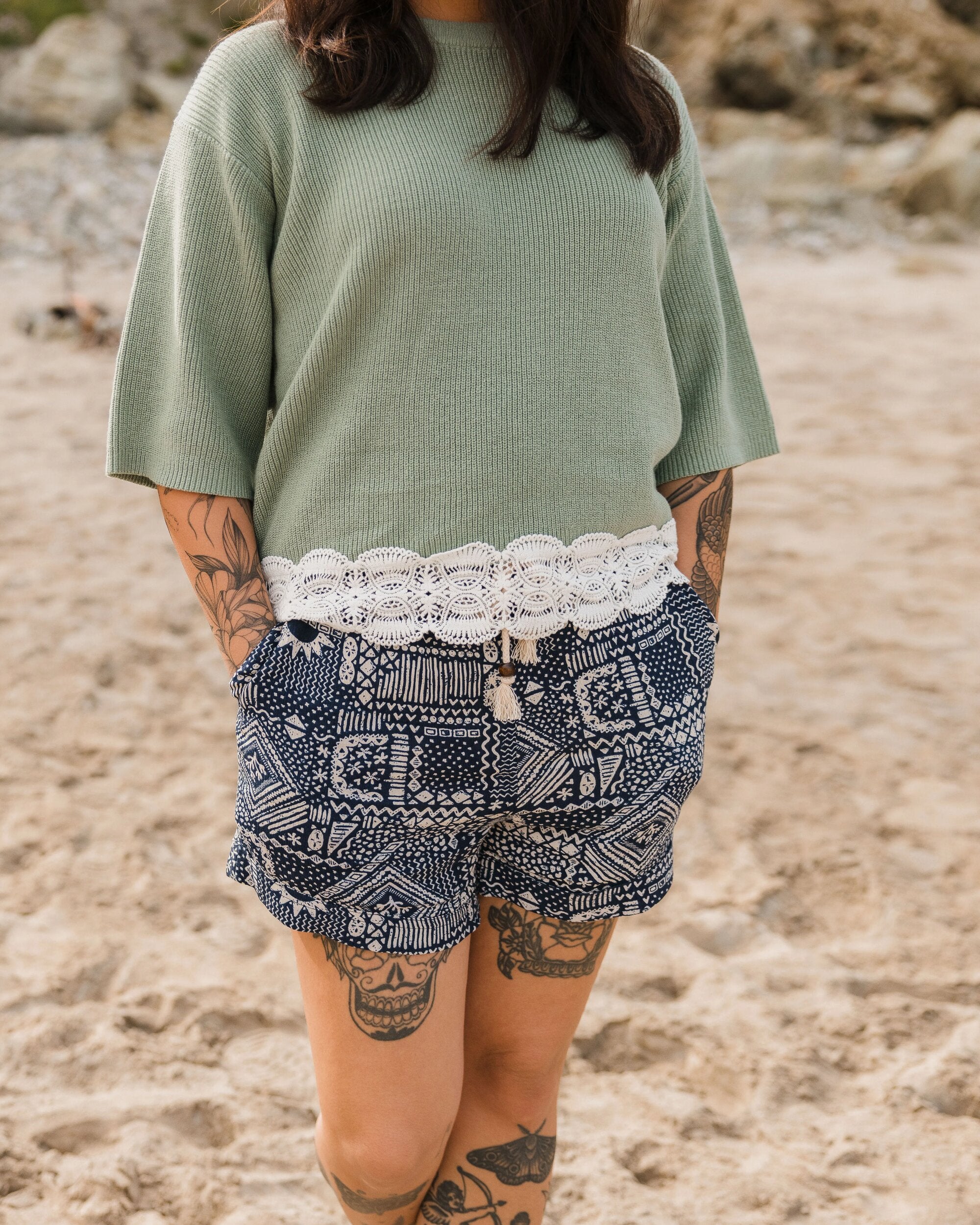 Santosa Woven Short - Vintage Patchwork Navy - Lifestyle