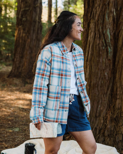 Flint Organic Cotton Overshirt - Vintage White Check - Lifestyle