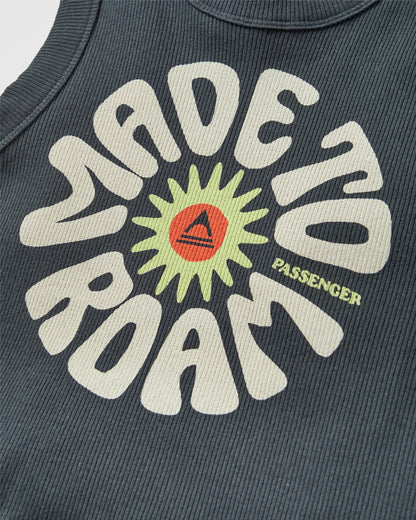 Easy Days Ribbed Graphic Cropped Vest - Black - Flatlay