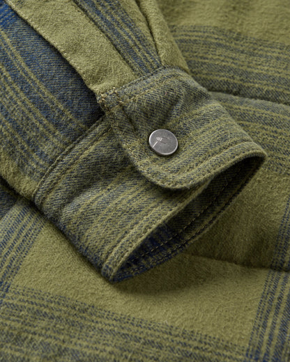 Taranaki Quilted Overshirt - Navy/Khaki Check - Flatlay