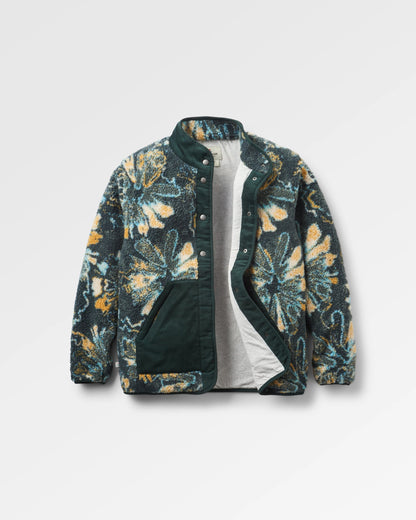 Clover Recycled Cotton-Lined Sherpa Fleece - Frost Dark Fern - Flatlay