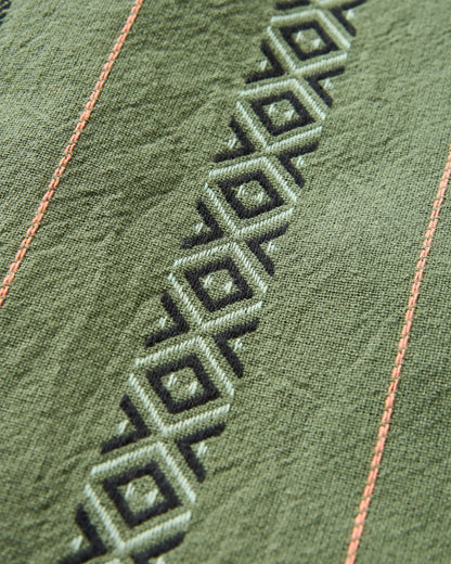 Chill Textured Short Sleeve Shirt - Wild Green Stripe - Flatlay