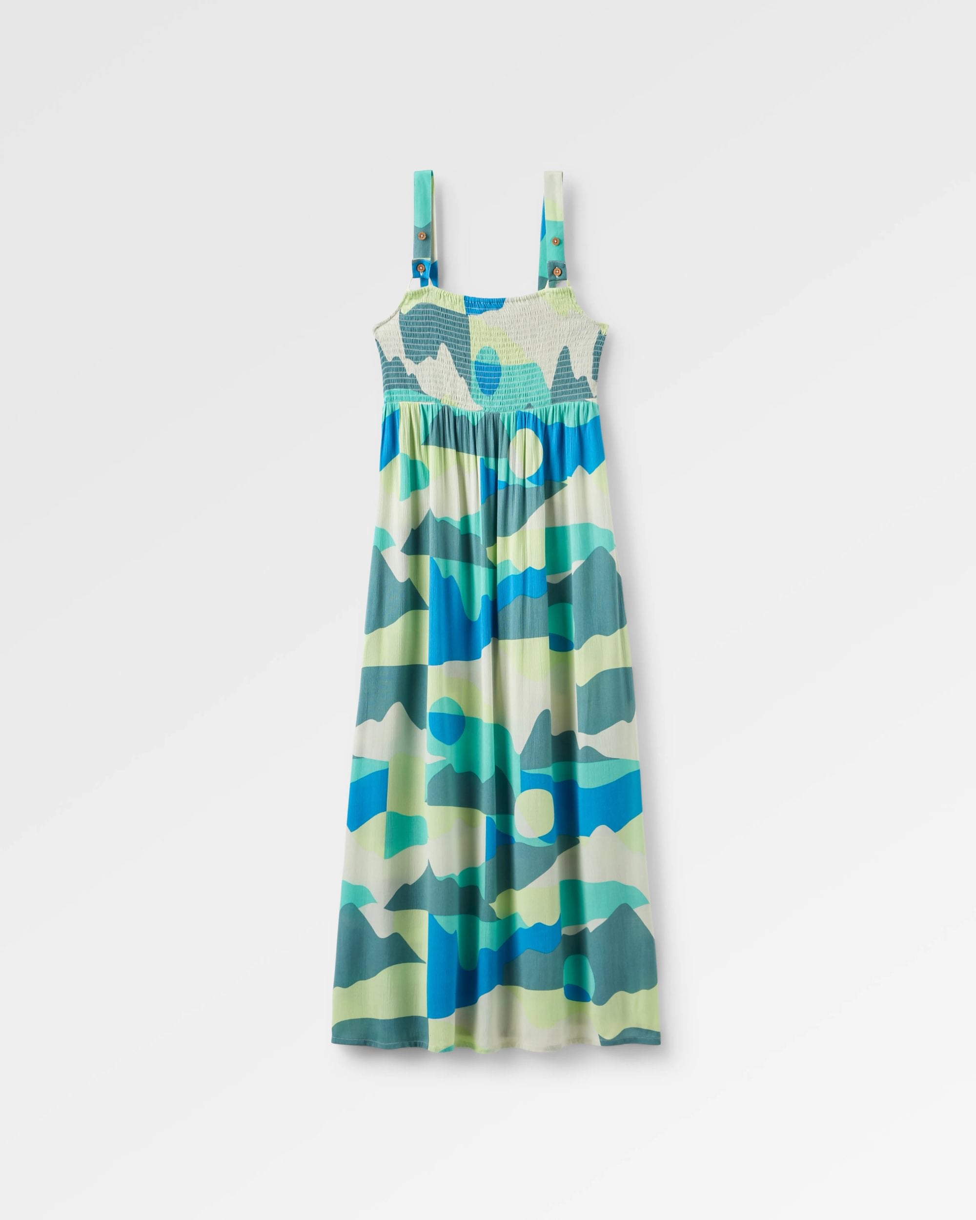 Soleis Woven Maxi Dress - Vista Patchwork Aqua - Flatlay