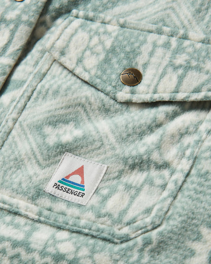 East Recycled Polar Fleece Shirt - Vintage Patchwork Pistachio - Flatlay