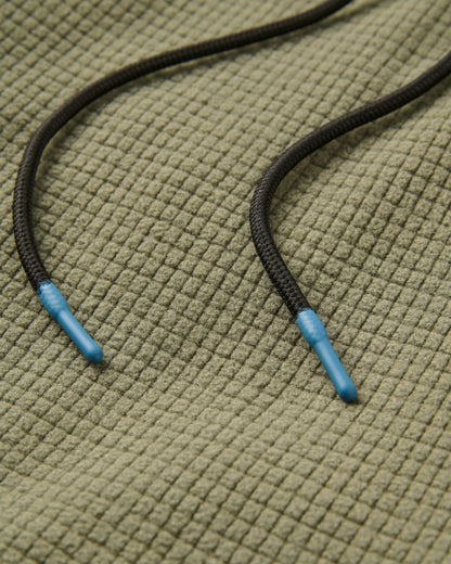 Point Recycled Grid Polar Fleece Hoodie - Dusty Olive - Flatlay