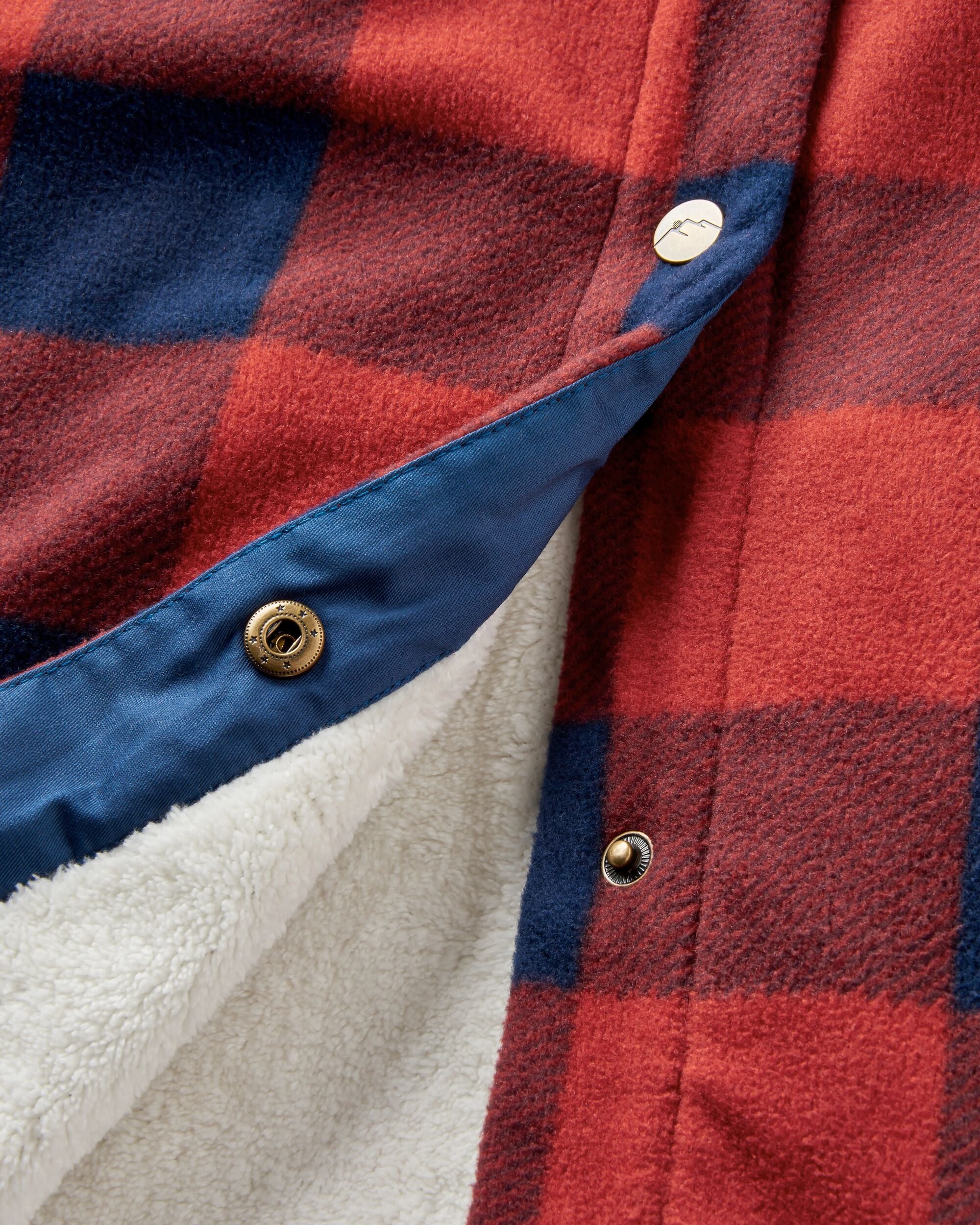 Orion Recycled Sherpa-Lined Polar Fleece Shirt - Red Ochre Buffalo - Flatlay