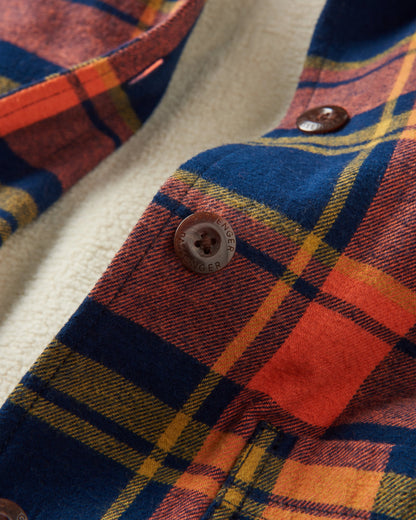 Flint Organic Cotton Overshirt - Rich Navy/Burnt Orange - Flatlay