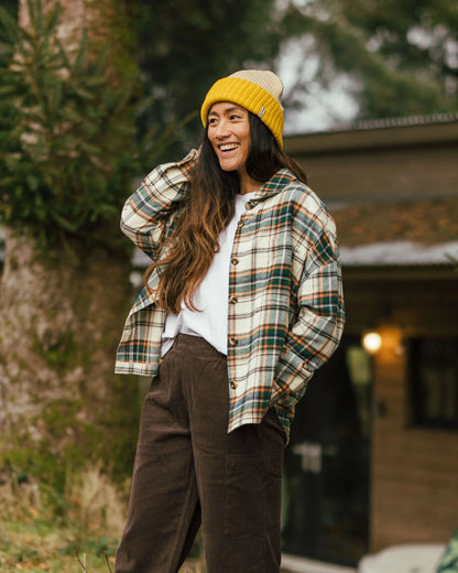 Rootsy Organic Cotton LS Shirt - Birch/Rain Forest Check - Lifestyle