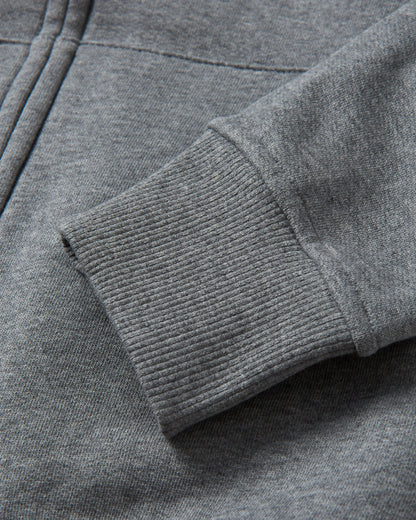 Heritage Full Zip Recycled Cotton Hoodie - Dark Grey Marl - Flatlay