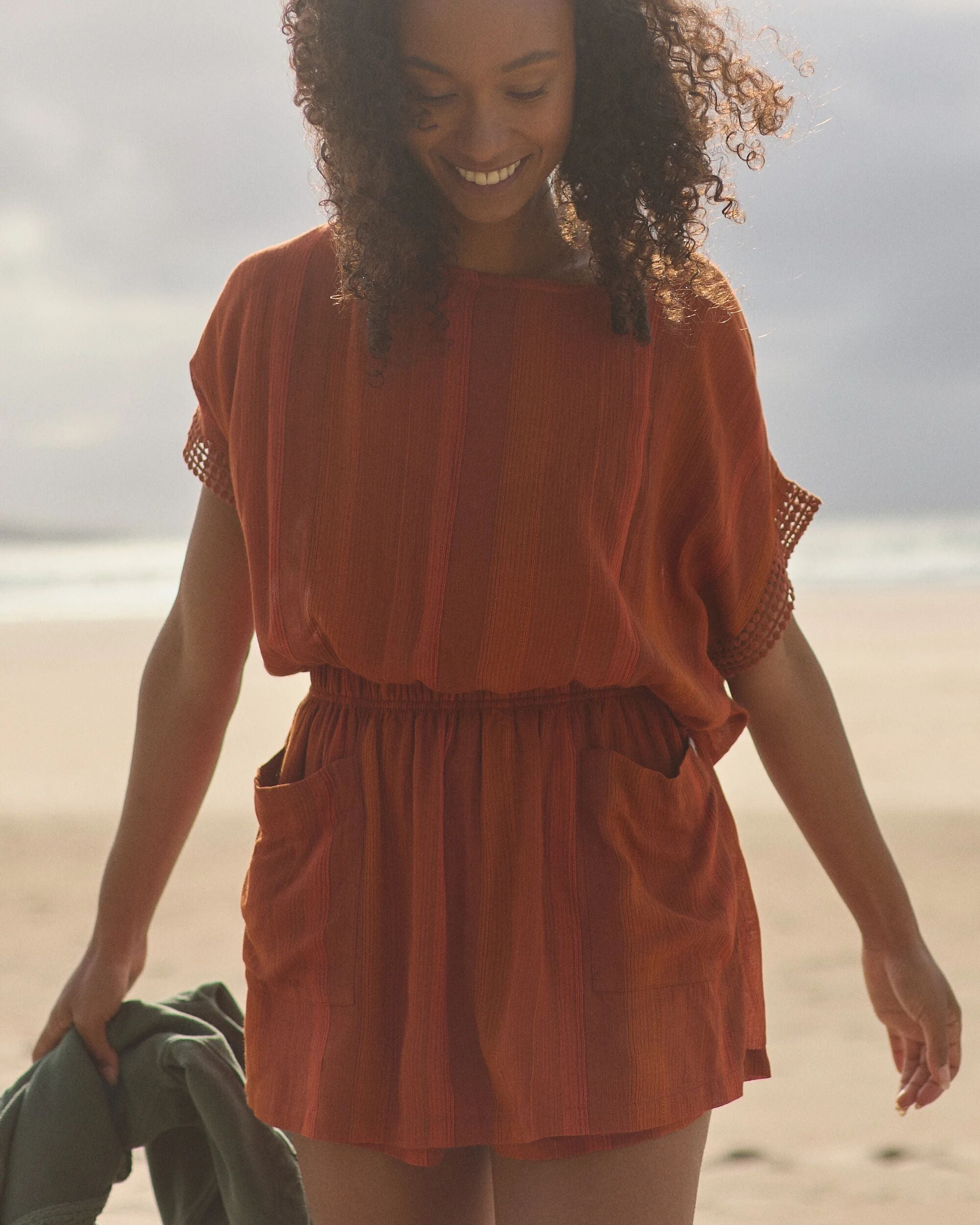 Clarity Short Skort Dress Ember Orange Stripe – Passenger