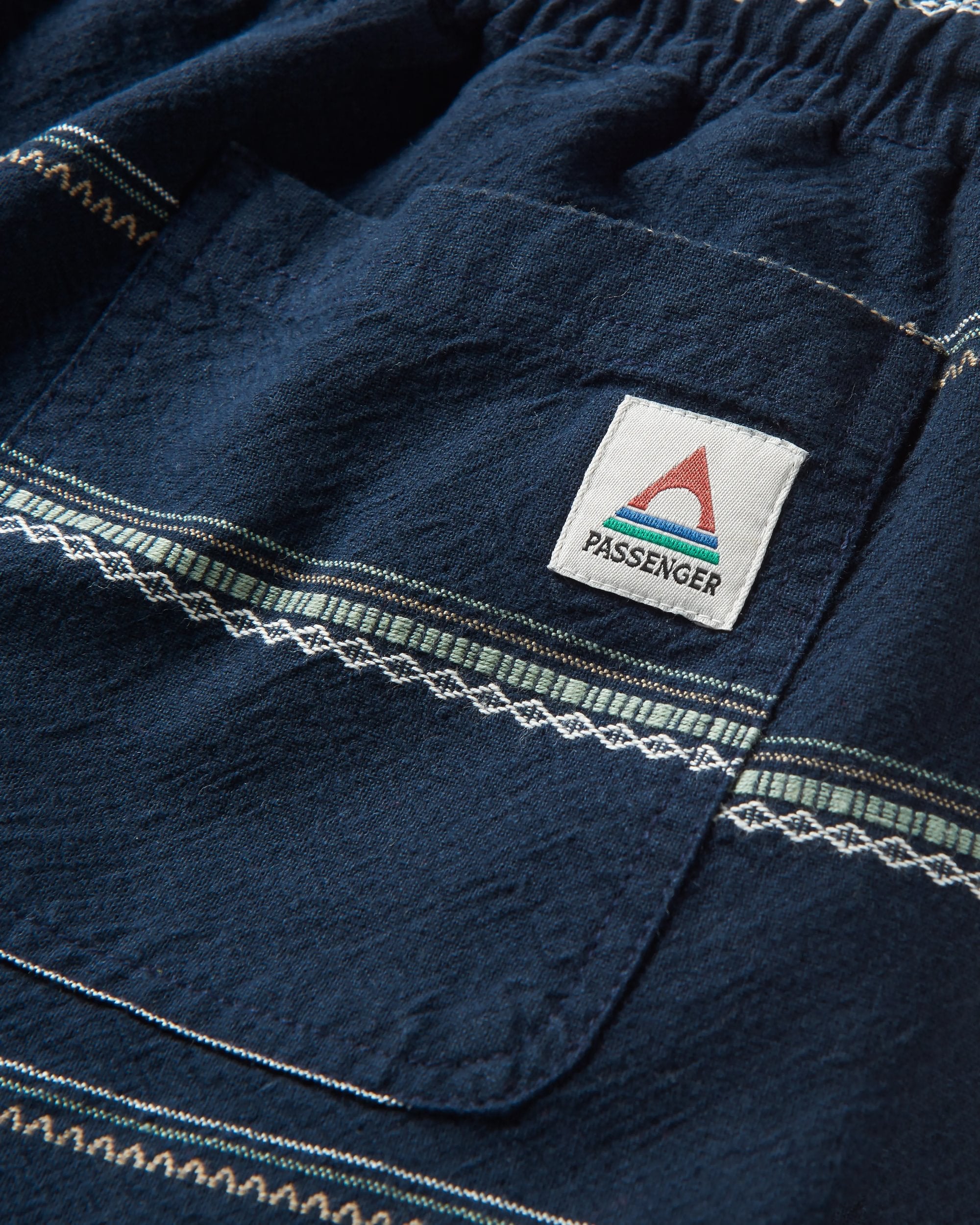 Drifter Organic Cotton Jacquard Short - Deep Navy Jacquard Stripe - Flatlay