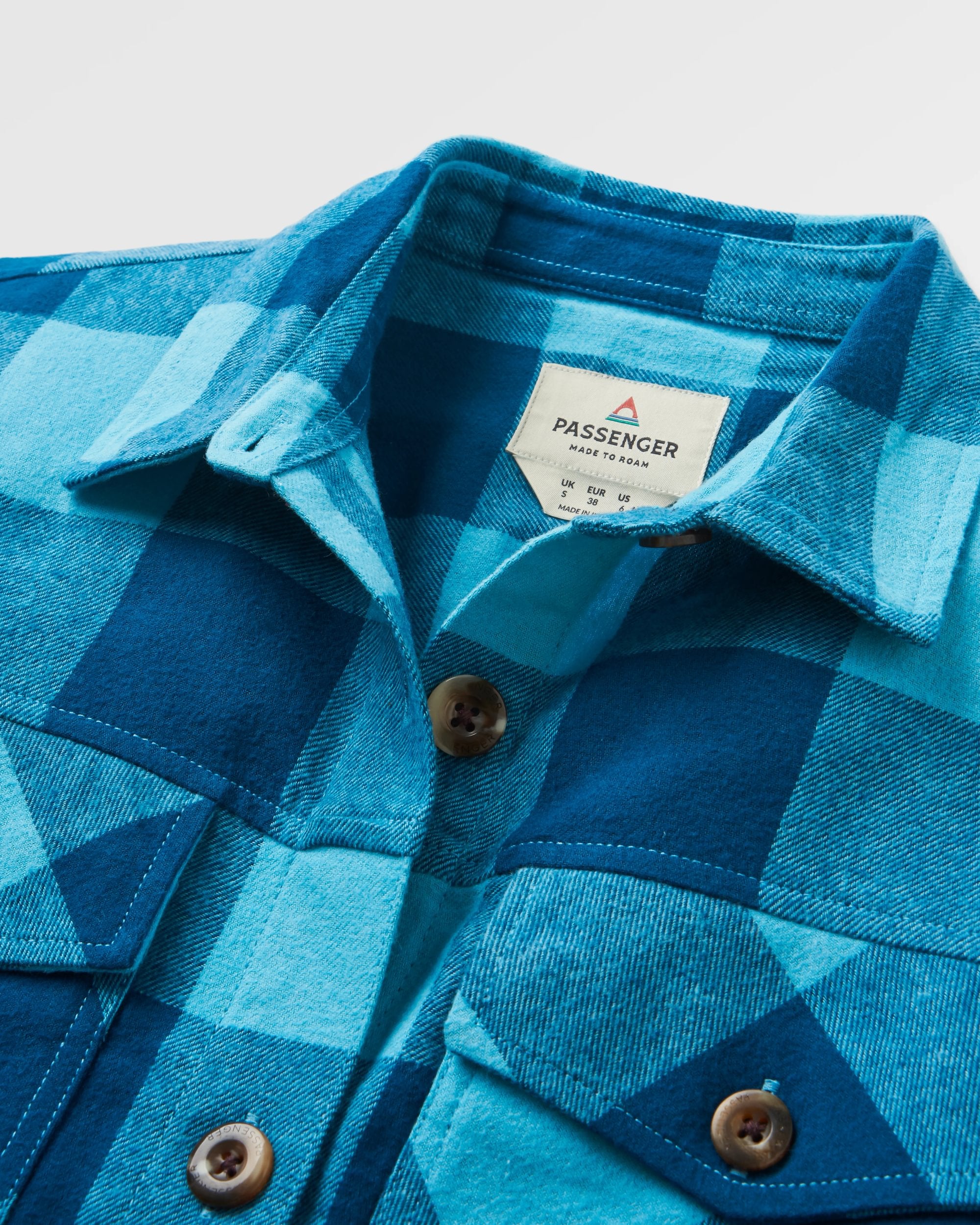 Stella Organic Cotton LS Shirt - Retro Blue Check  - Flatlay