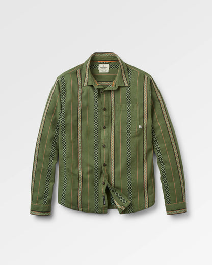 Voyage Jacquard Shirt - Wild Green Stripe - Flatlay