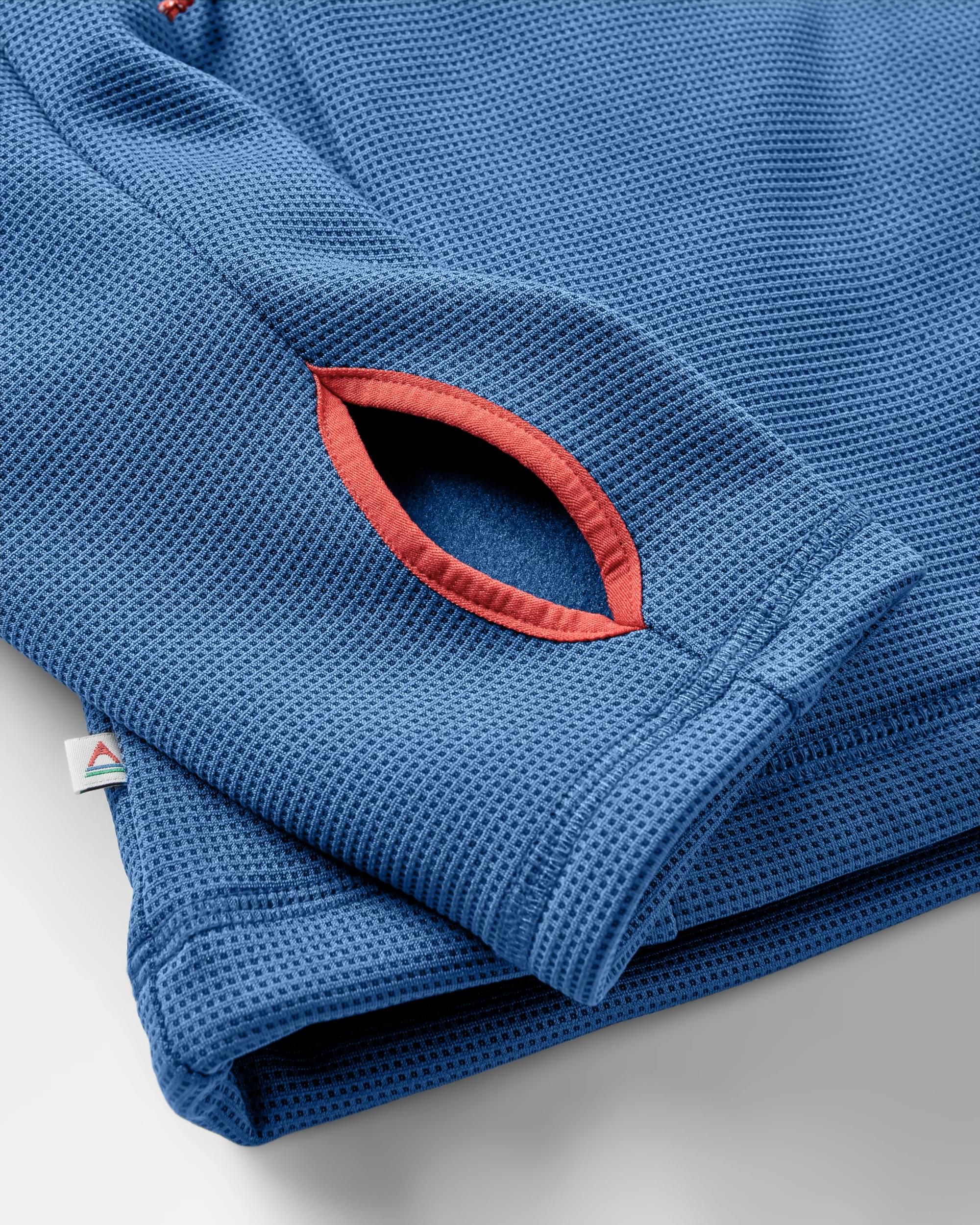 Vertical Full Zip Hooded Recycled Fleece - Dark Denim - Flatlay