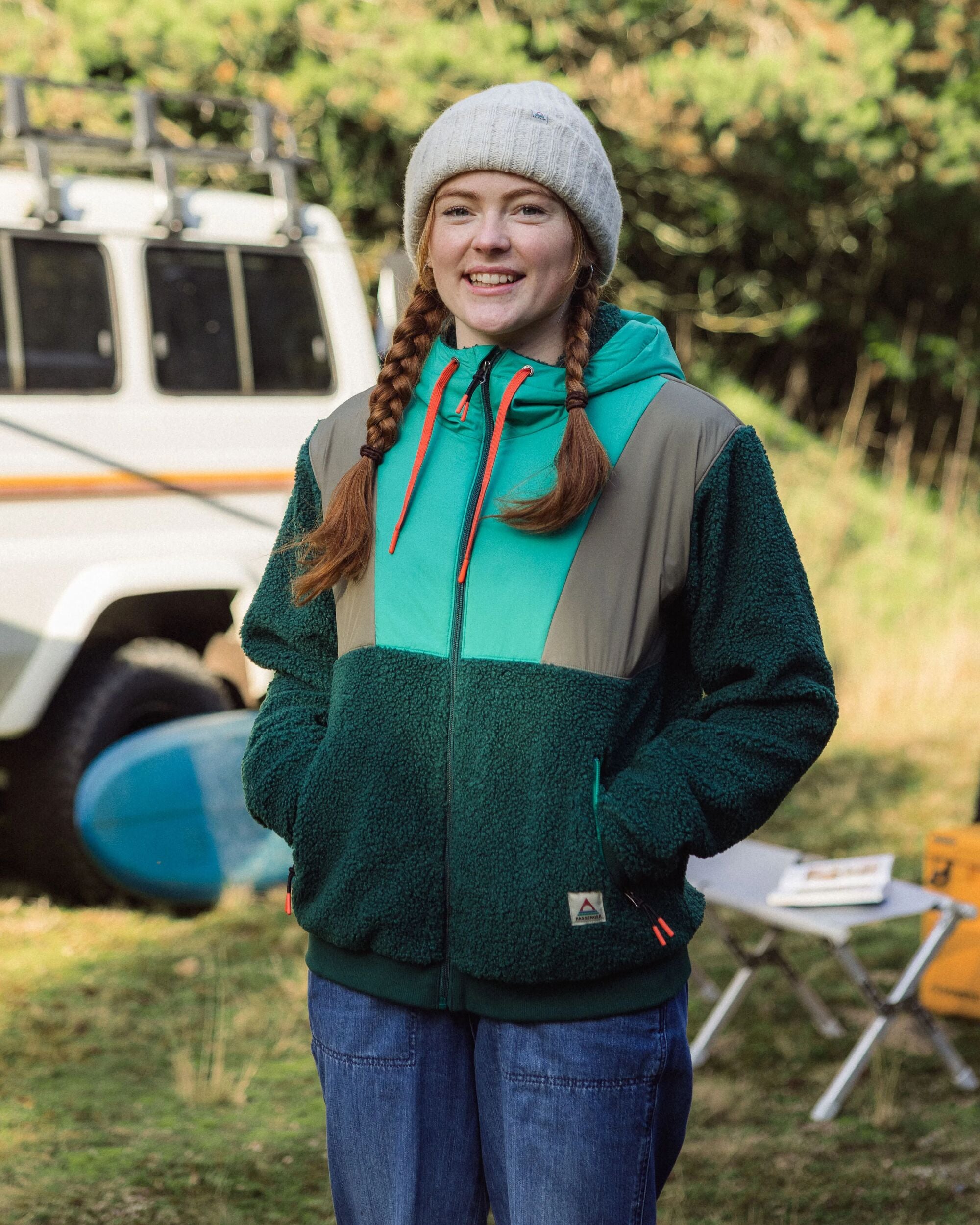 Joy Full Zip Hooded Sherpa Fleece Greenlake/Rain Forest – Passenger