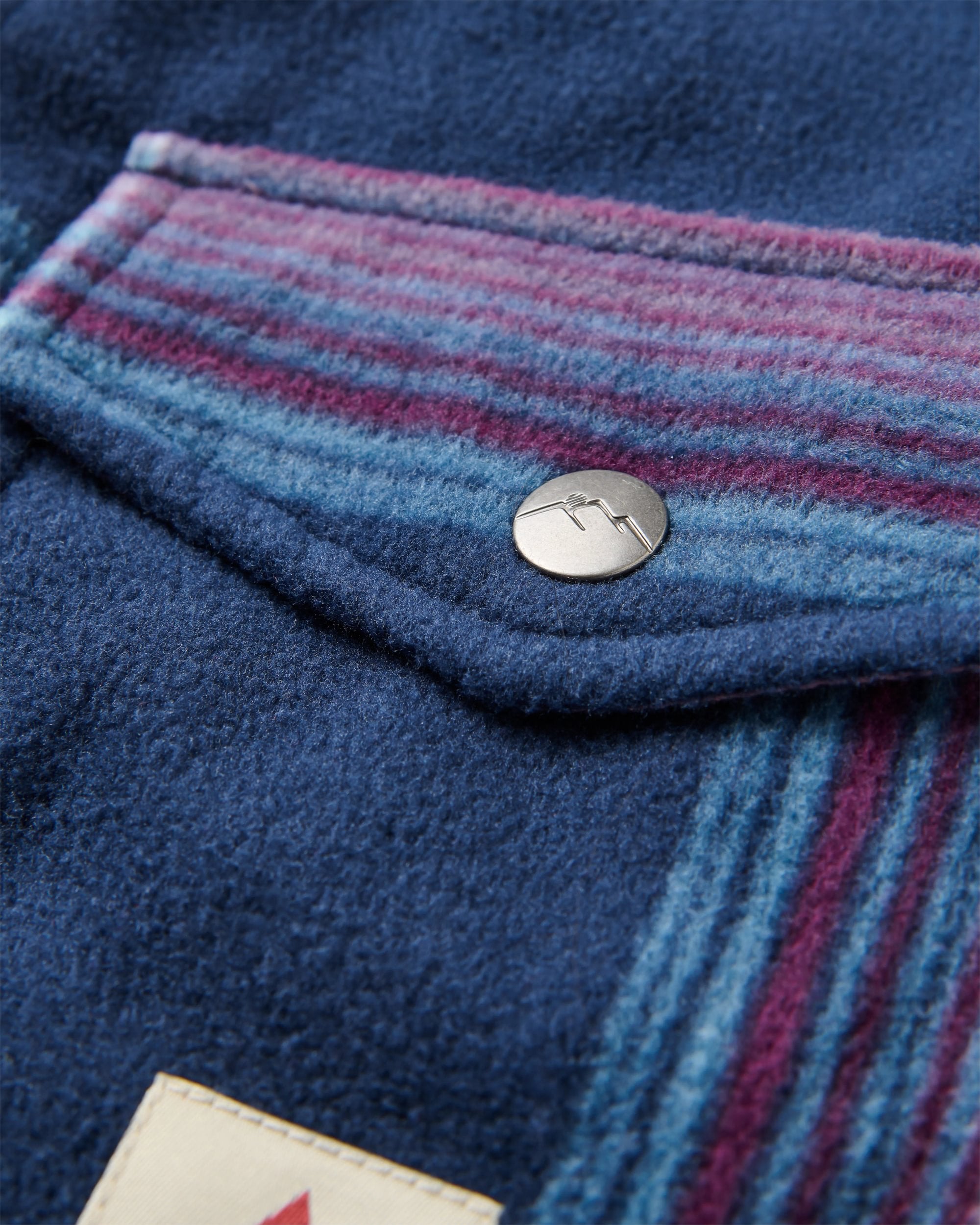 East Recycled Polar Fleece Shirt - Rich Navy/Pink Haze Check - Flatlay