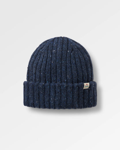 Fisherman Merino Wool Beanie - Blue Navy - Flatlay