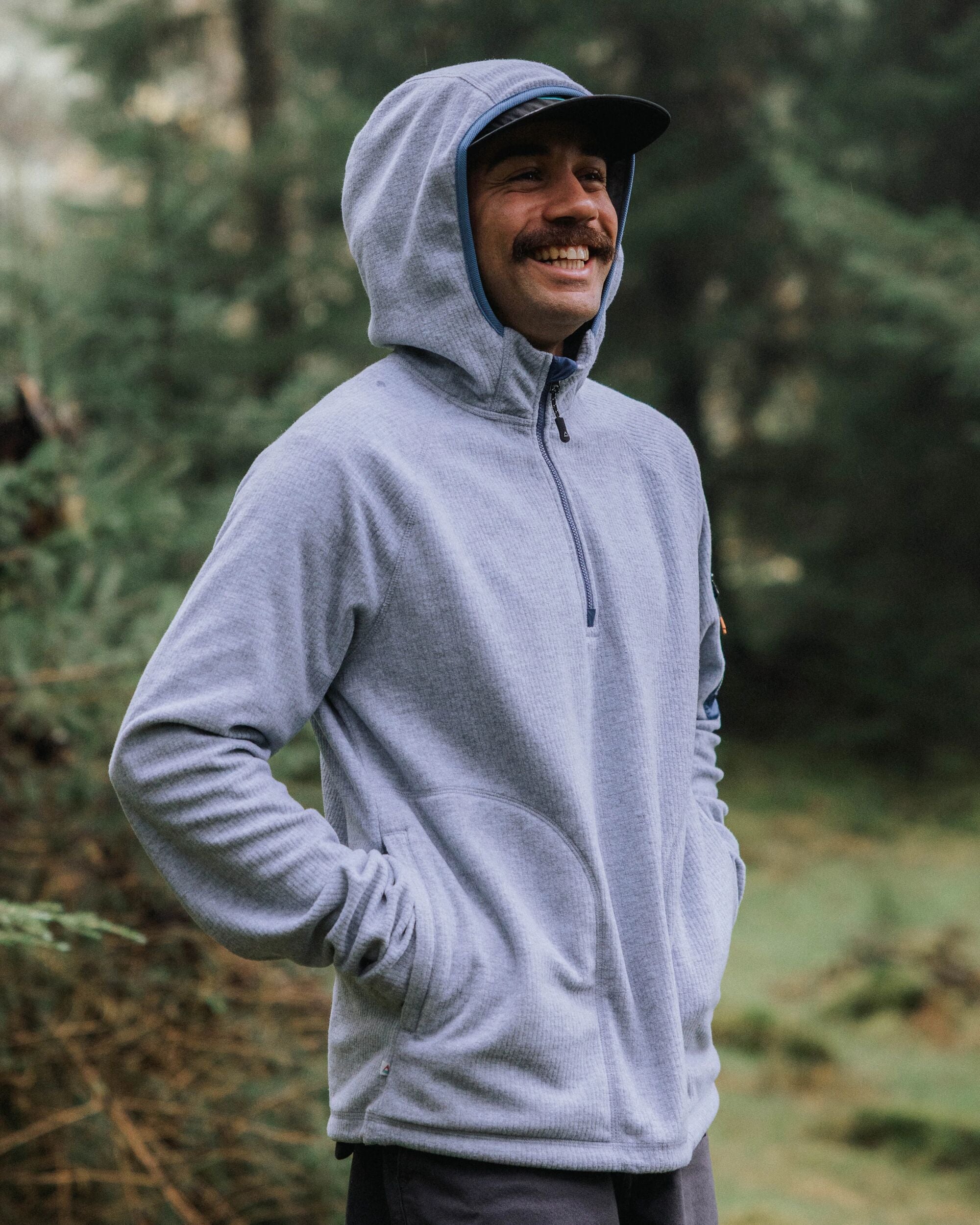 トップス POLAR FLEECE REGULAR FIT HOODIE GREY M Forestscape Grid Fleece Hoodie Grey Marl – Passenger