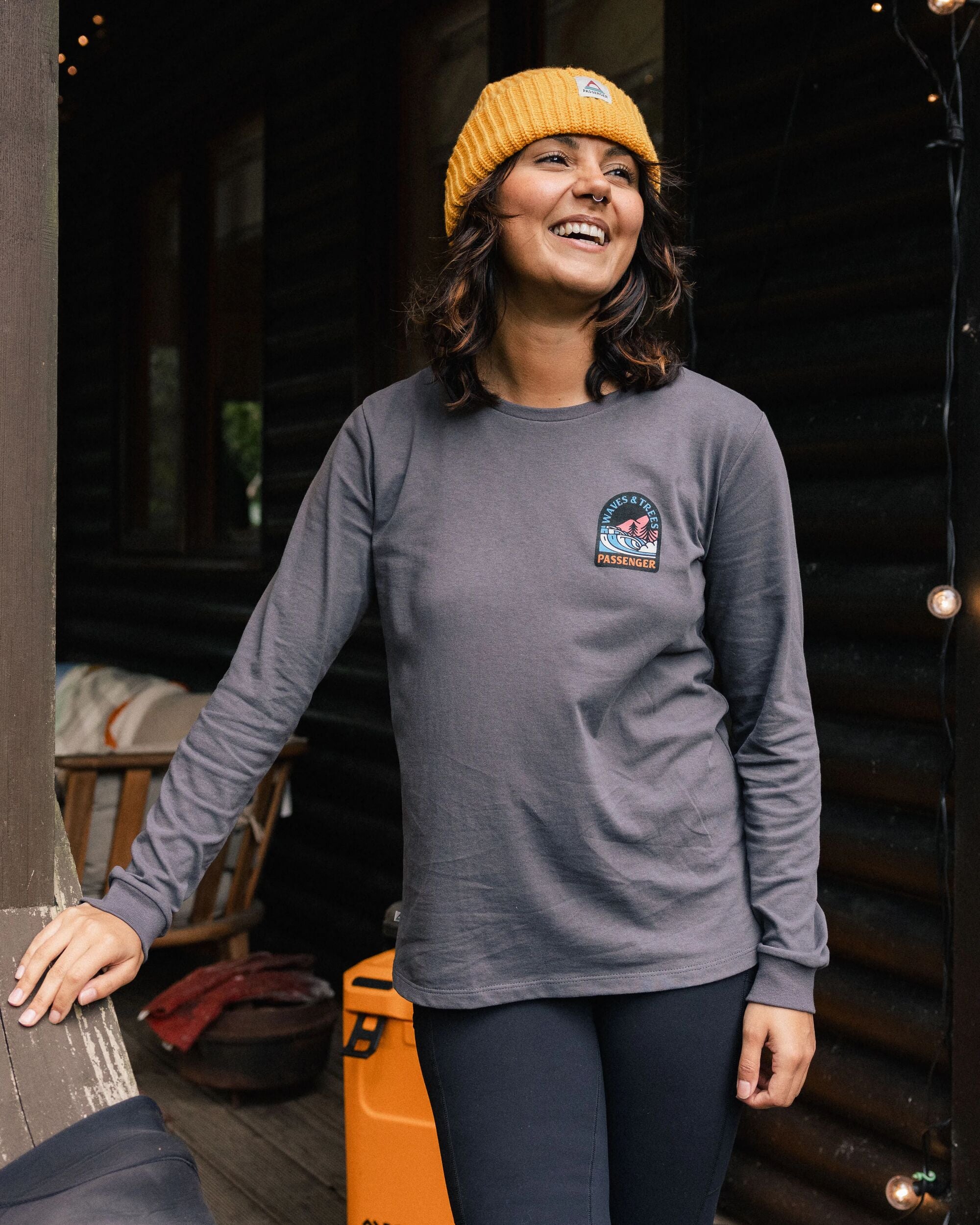 Waves & Trees Recycled LS T-Shirt - Charcoal - Lifestyle