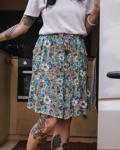 Dew EcoVero Woven Skirt - Vintage Floral Aqua - Lifestyle