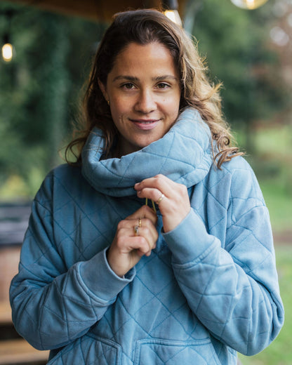 Clementine Recycled Quilted High Neck - Bluejay - Lifestyle
