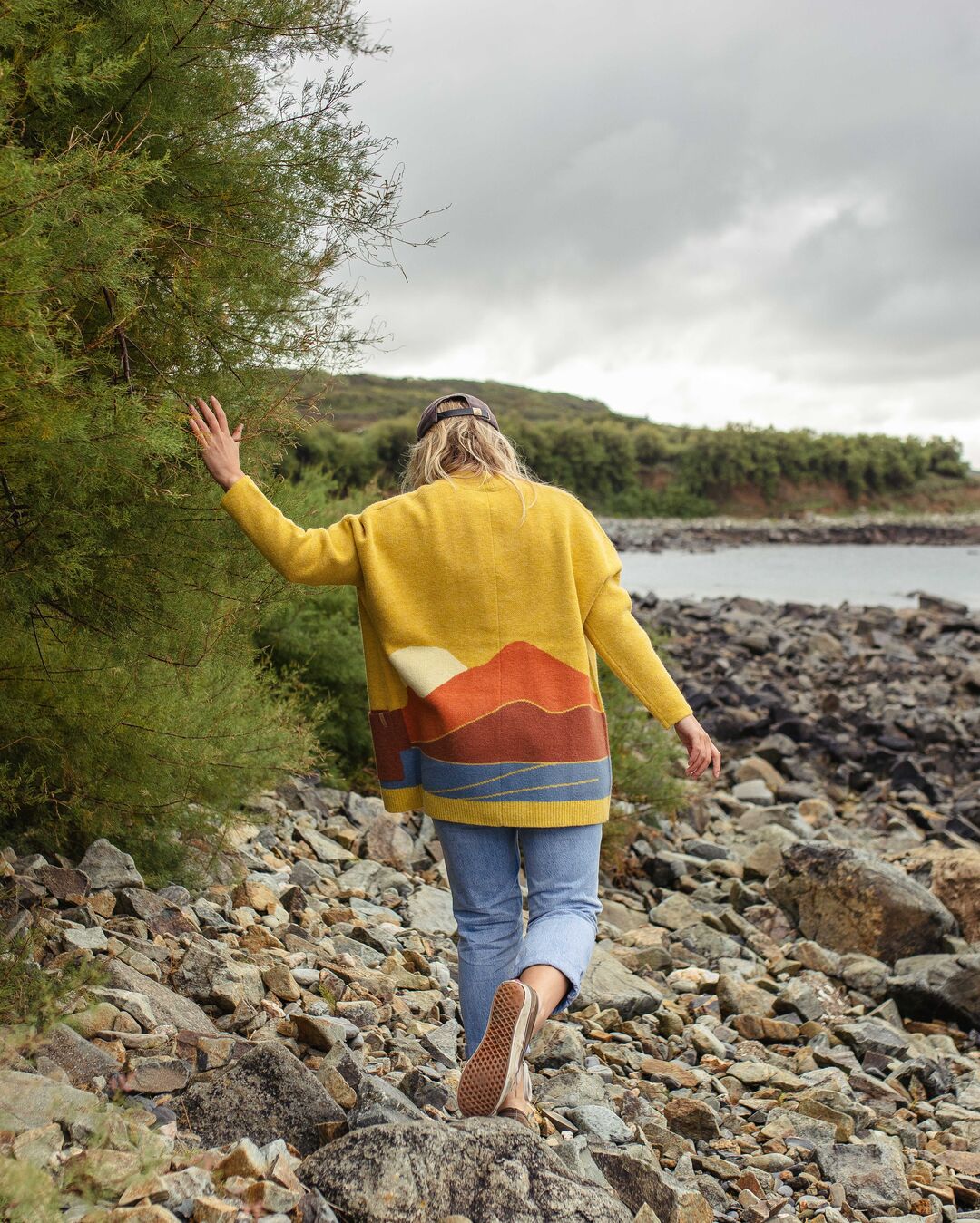 Vista Recycled Knitted Cardigan - Amber Gold - Lifestyle