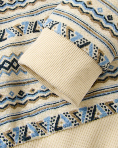 Groovy Towelling Hoodie - Geo Stripe Birch  - Flatlay