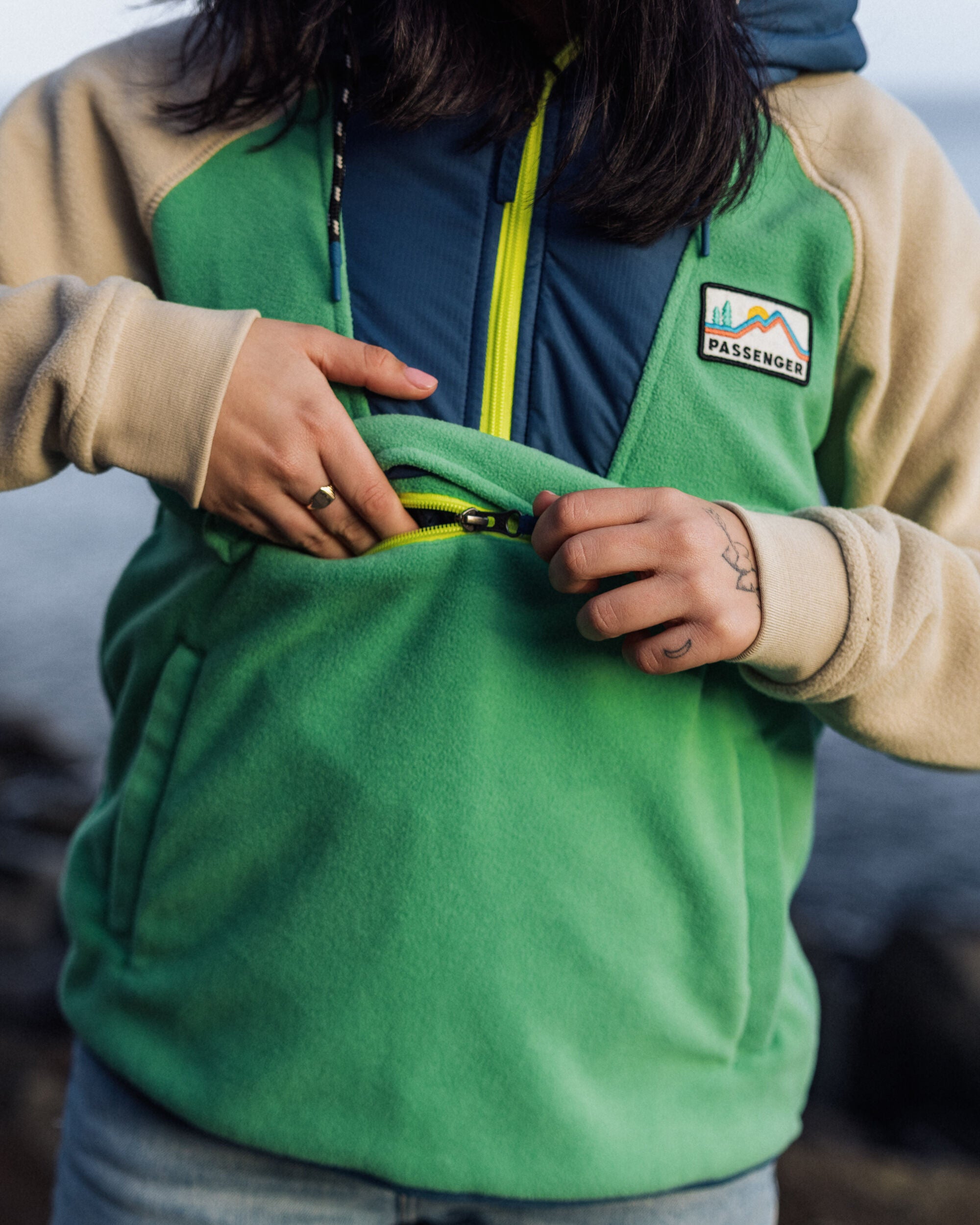 Alexander Recycled Polar Hooded Fleece - Green Spruce - Lifestyle