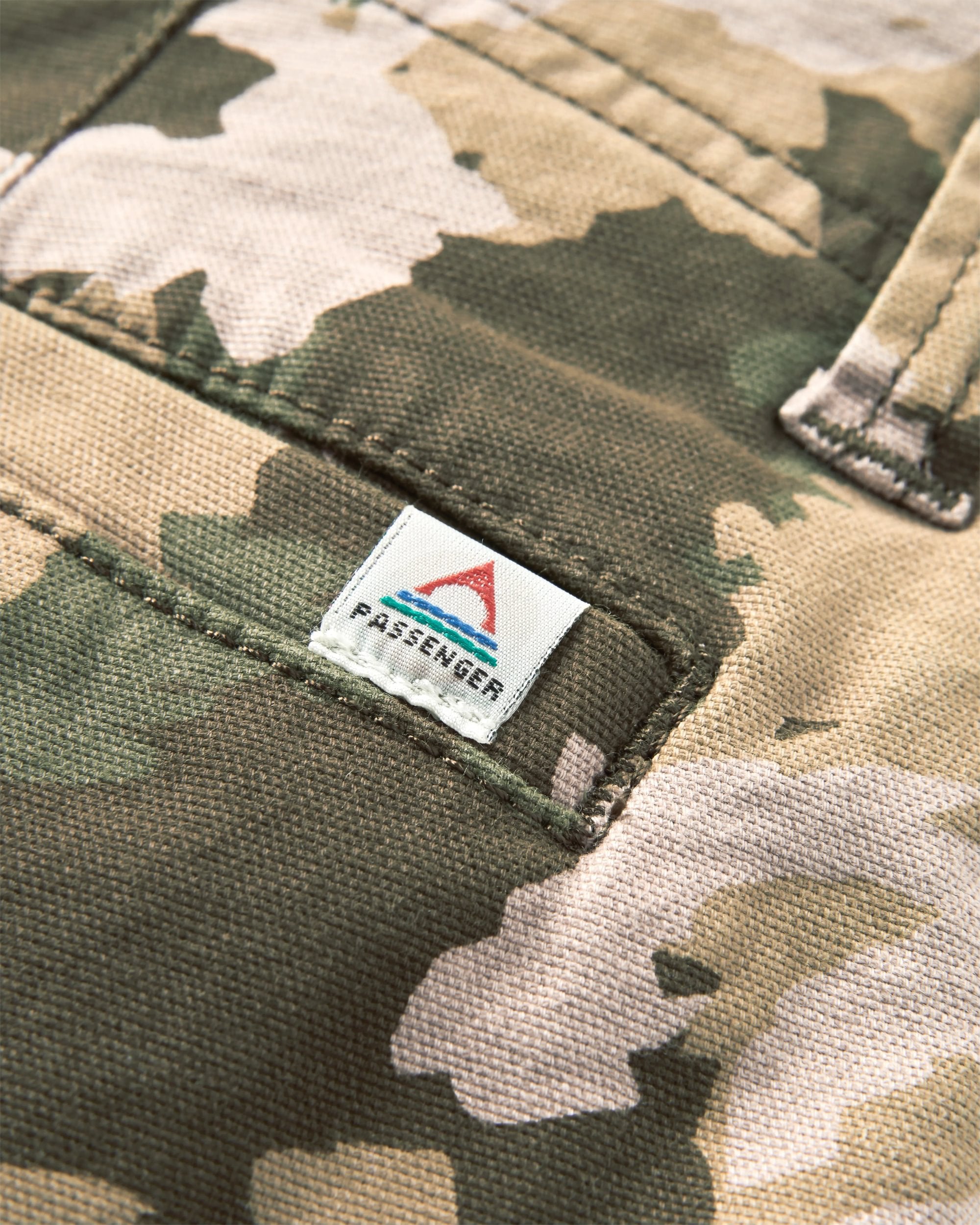 Lakeside Cargo Short - Woodland Camo Khaki - Flatlay