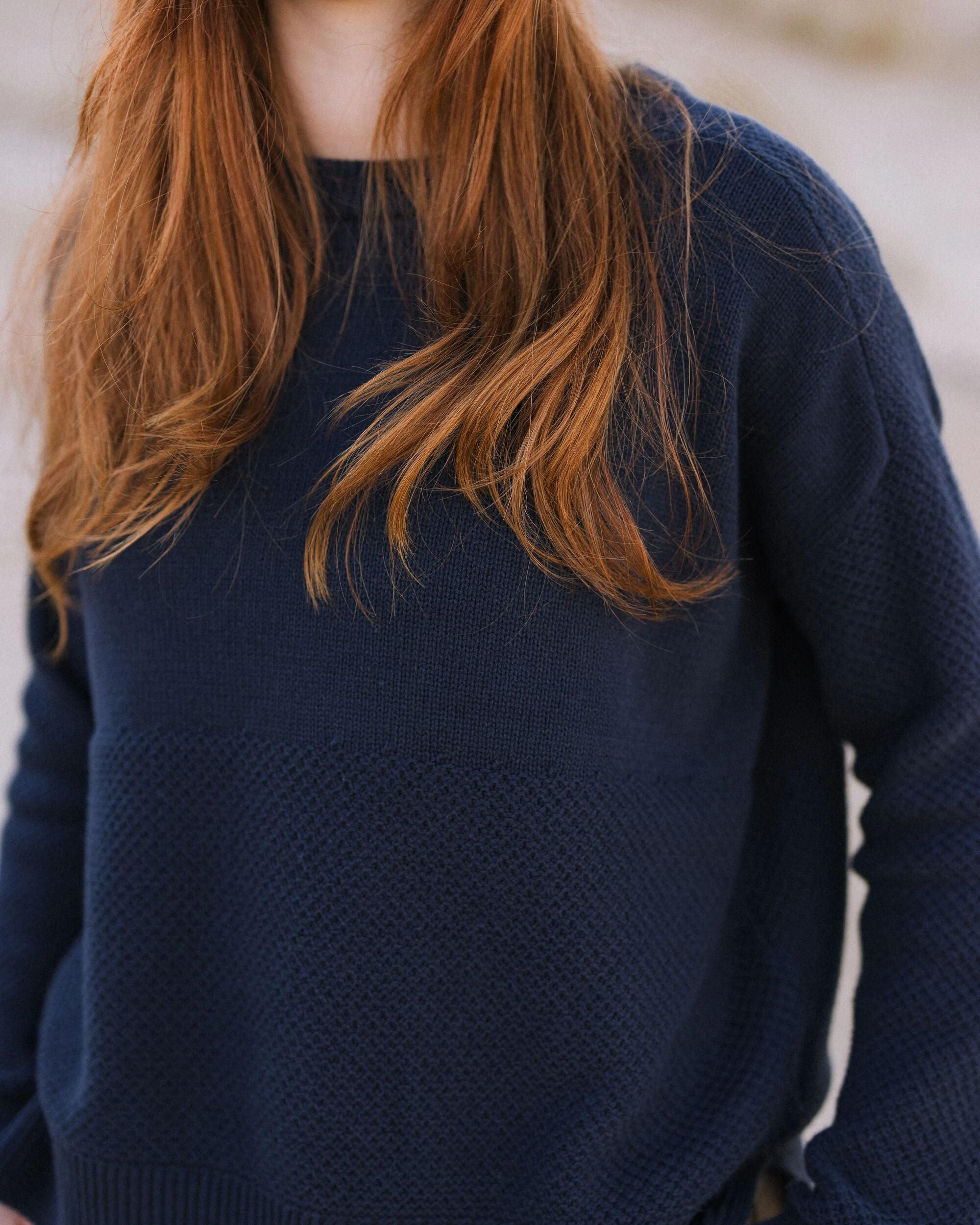 Cove Organic Cotton Knitted Jumper - Rich Navy - Lifestyle