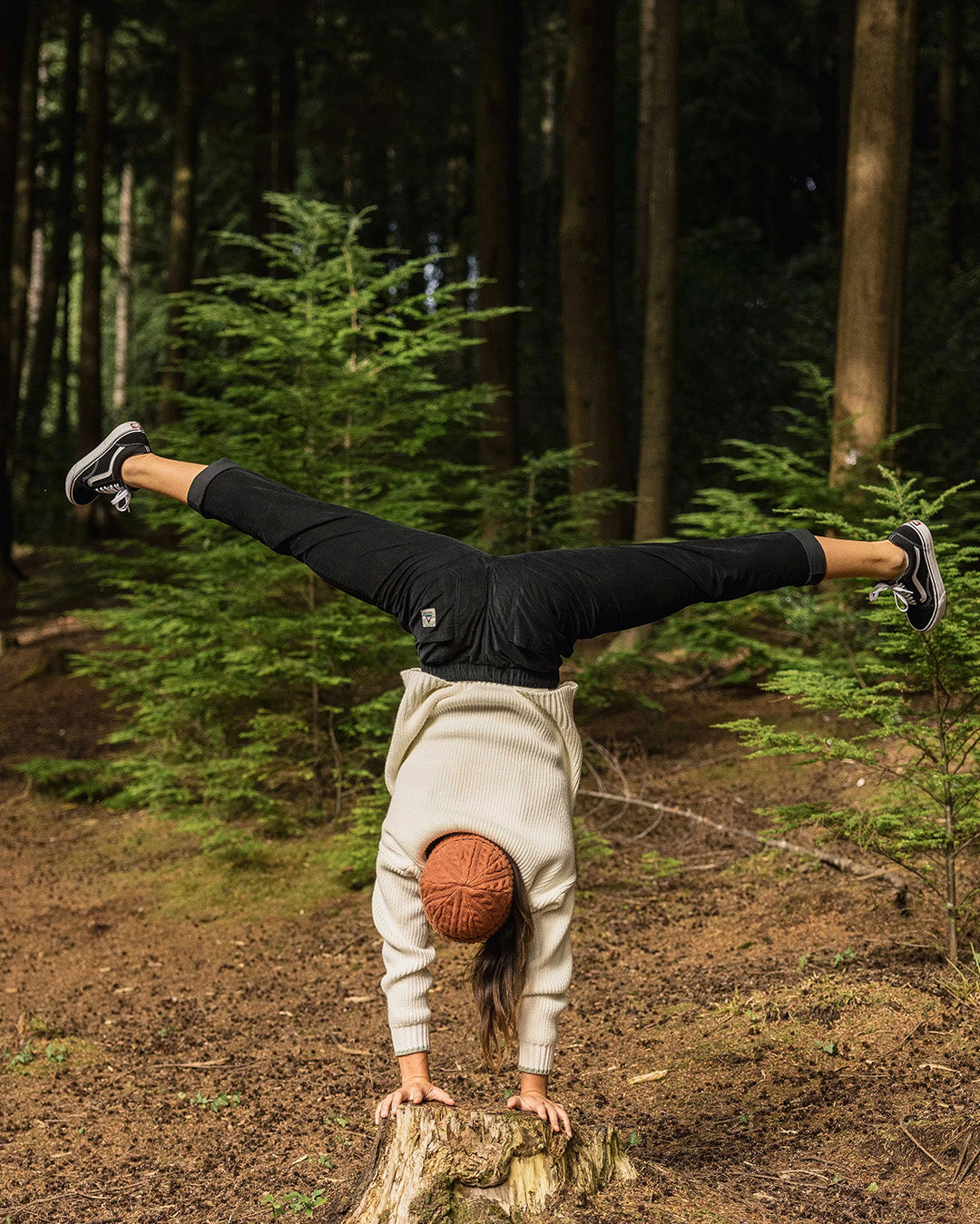 Compass Recycled Cord Trouser - Black - Lifestyle